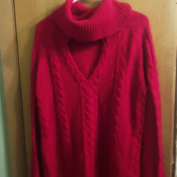 New York & Company Vibrant Red Cowl Neck Sweater - Picture 1 of 10